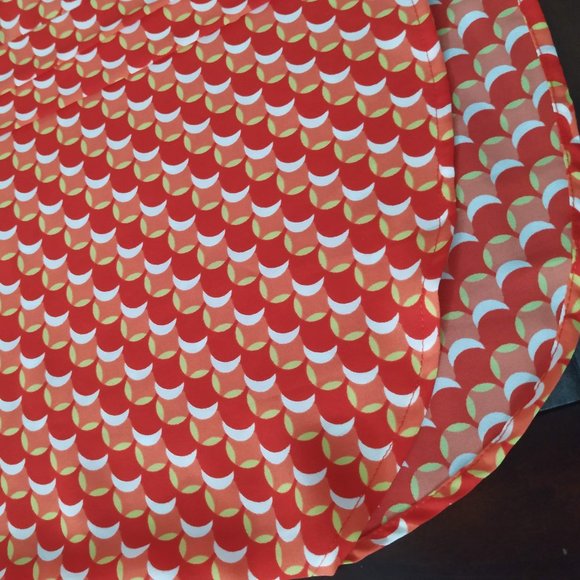 Pleione Blouse Orange Red Chiffon Pleated Sheer Top  Size XL - Picture 7 of 9